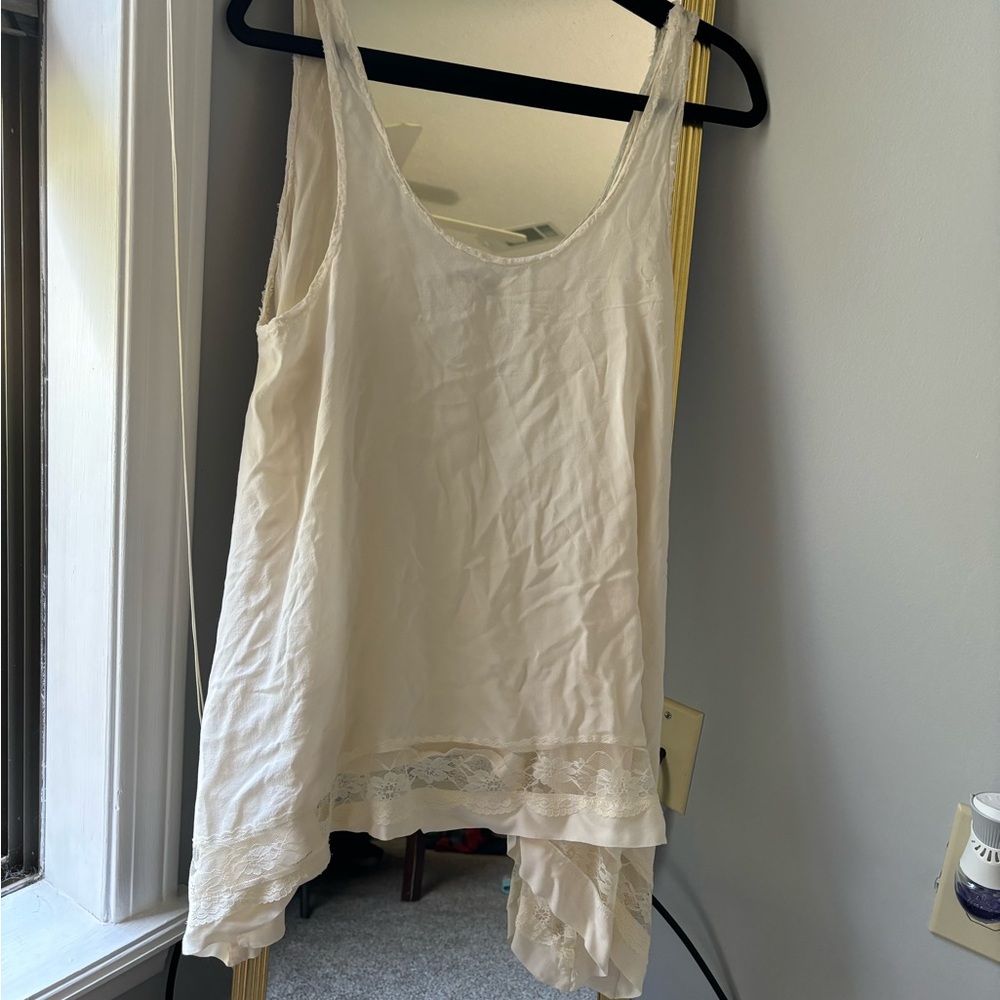 NWT Intimately Free People Cream Colored Cammy with Lace Accent at Bottom